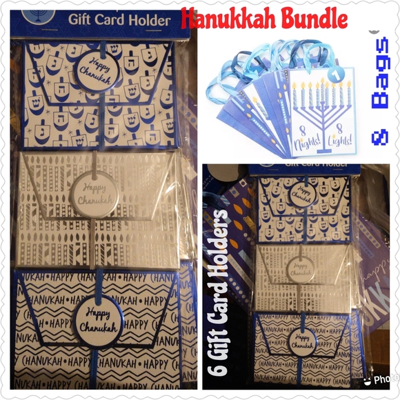 Happy Hanukkah Bundle: 8 Gift Bags & 6 Gift Cards - Picture 1 of 10